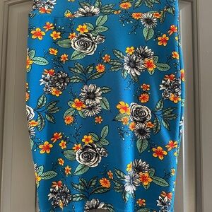 LuLaRoe Blue Floral Pencil Skirt